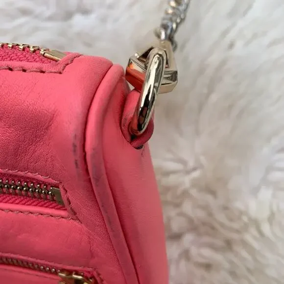 Rebecca Minkoff 3 Zip Mini MAC clutch crossbody bag Bright Hot Neon Pink Barbie - Picture 4 of 8